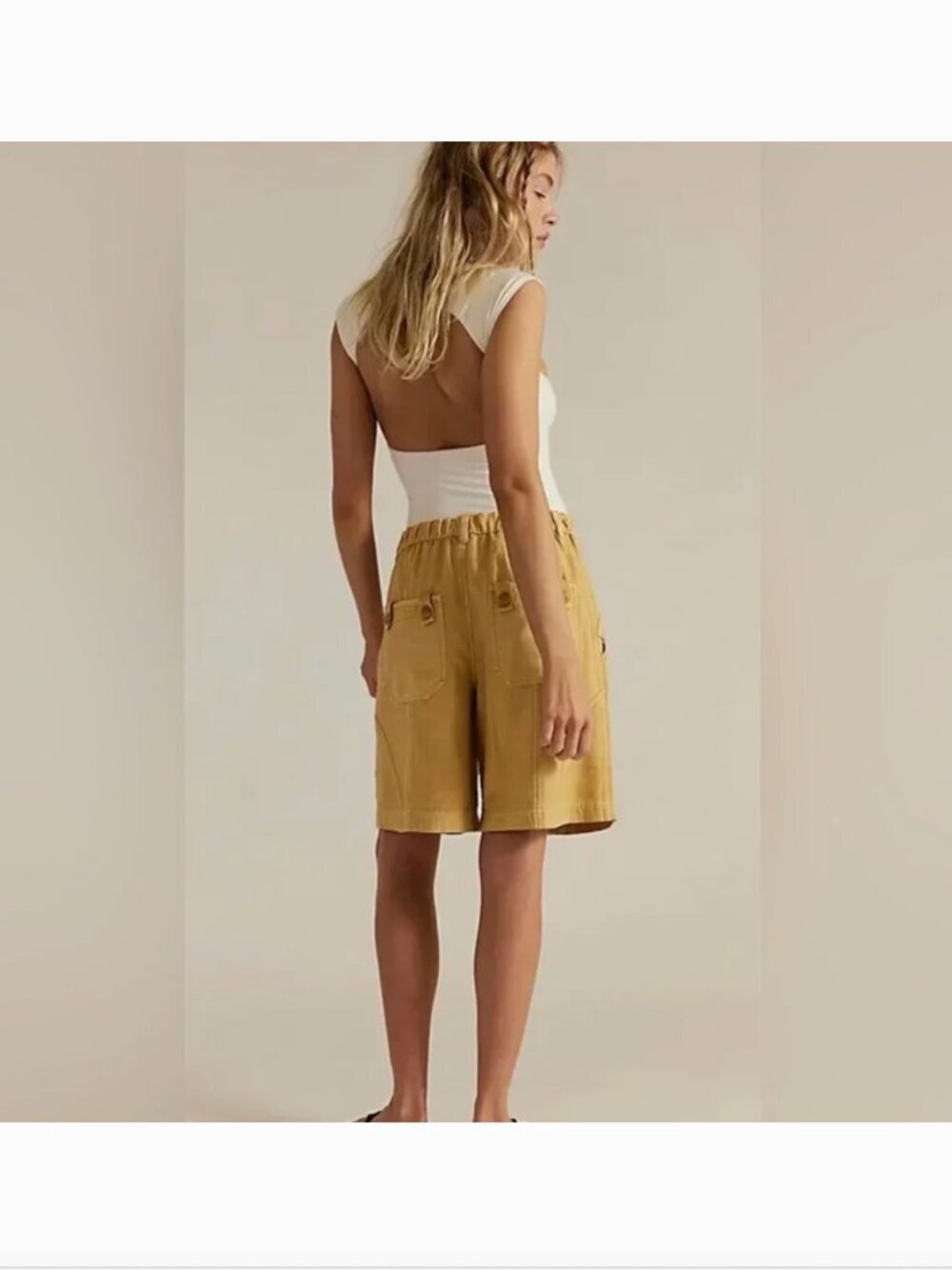 Free People Tybee Pleat Chino Shorts. NWT. Sepia tone